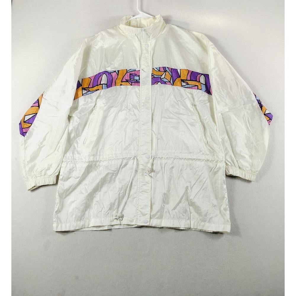 Vintage USA Olympics Jacket‎ Mens XL White Nylon Windbreaker Track Warmup 90s
